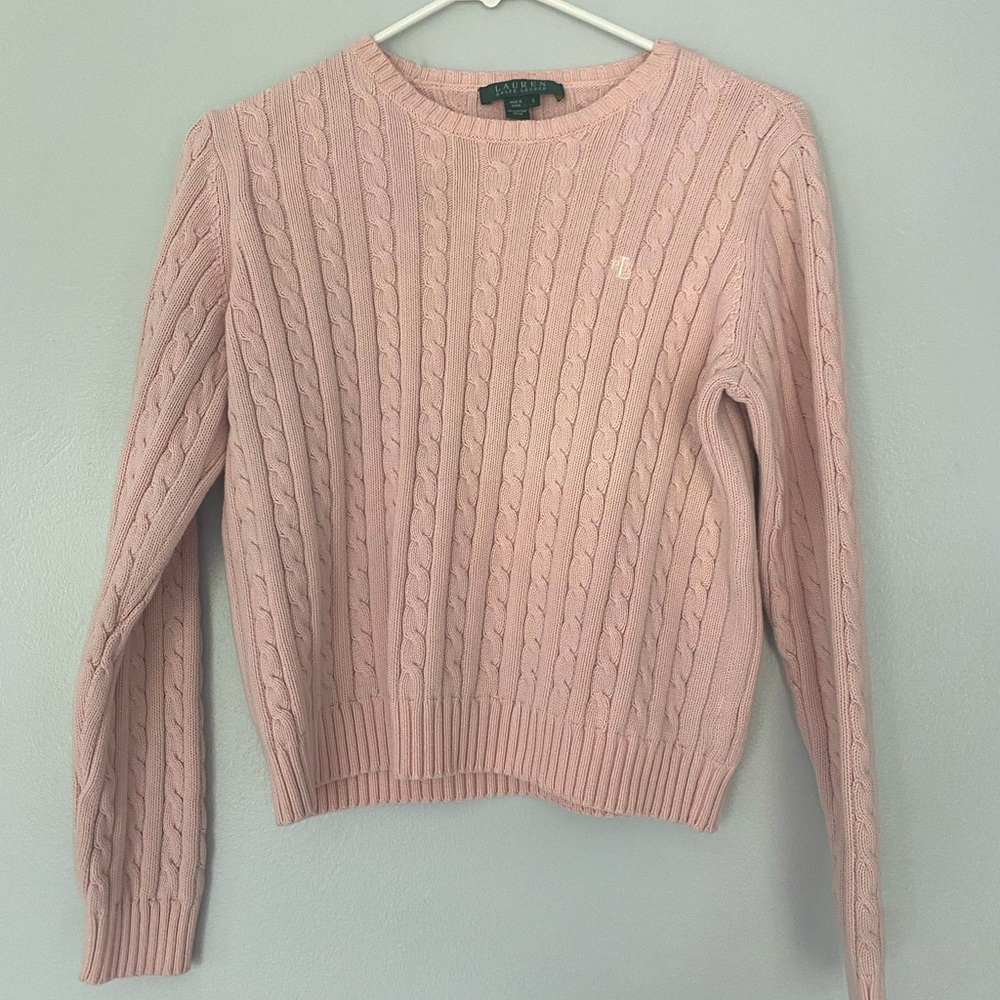 Lauren Ralph Lauren  Women’s small  Soft Pink Cable knit sweater